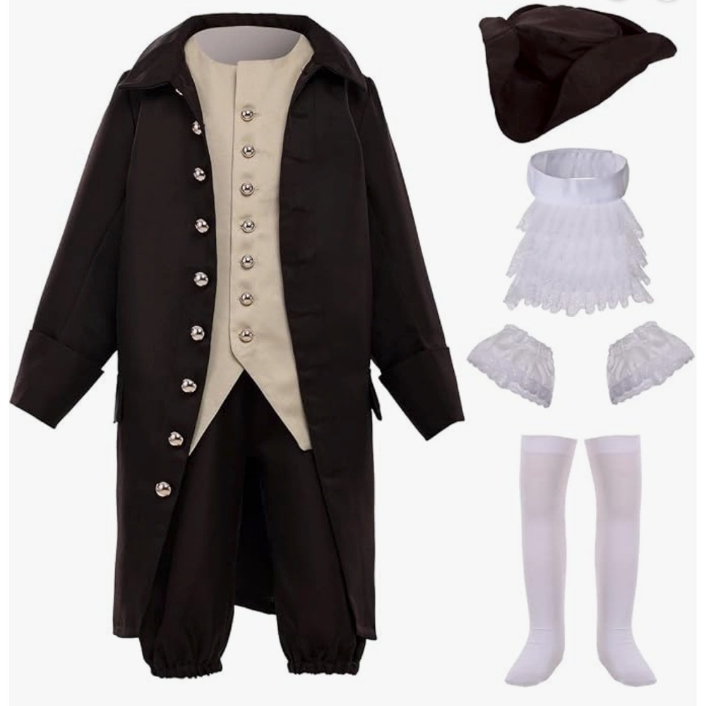 colonial costume 18th century american costume, kids boys size 12 (11-12 yrs)